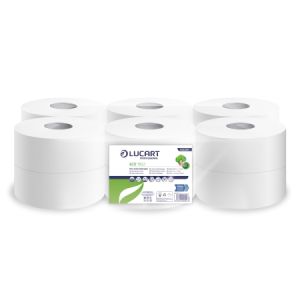 Lucart Eco 150J Mini Jumbo 2 Ply Toilet Paper Rolls Case of 12 Rolls 60mm Core # 812297