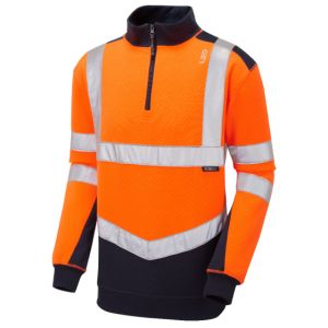 Leo Tapeley Ecoviz Dual Colour 1/4 Zip Sweatshirt Orange/Navy # SS08-O/NV-LEO